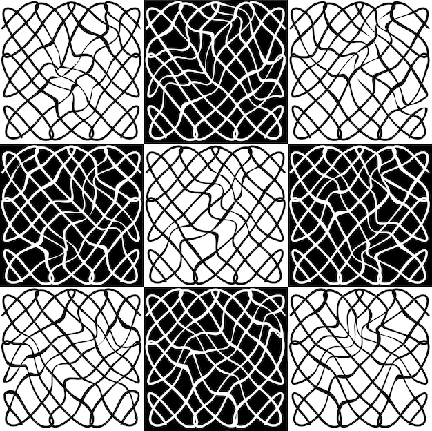 Abstract zwart-wit monochroom patroon meetkunde kalligrafie