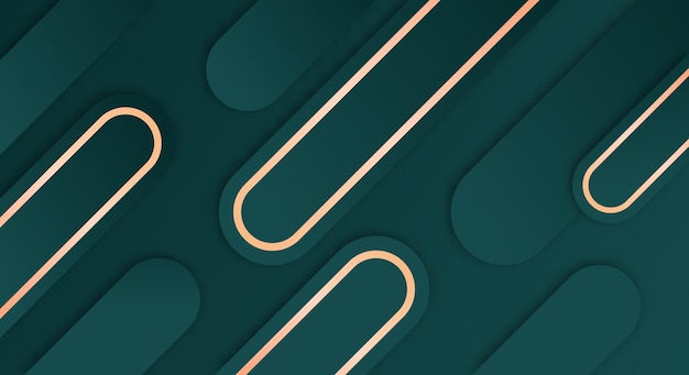 Abstracte 3D-achtergrond met gouden en groene lijnen papier gesneden stijl getextureerd