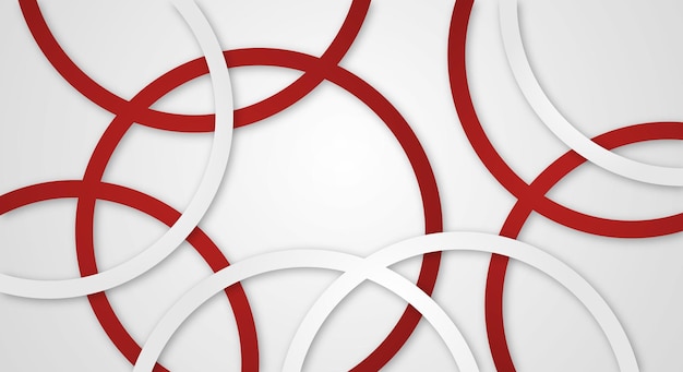 Abstracte 3D geometrische cirkel strepen lijnen Papercut achtergrond met rode en witte kleuren realistisch