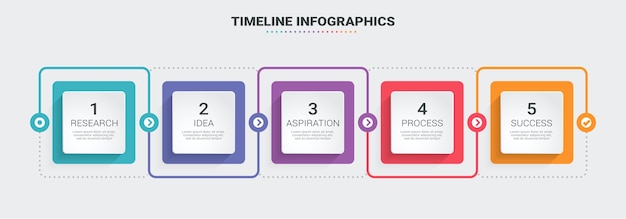 Abstracte 3D Infographic dunne lijn infographic sjabloon met 5 stappen.