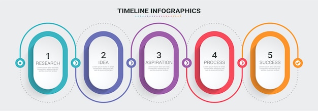 Abstracte 3D Infographic dunne lijn infographic sjabloon met 5 stappen.