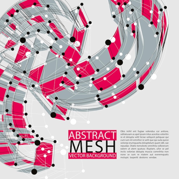 Abstracte 3d mesh vector achtergrond, abstracte conceptuele afbeelding, engineering en nieuwe technologie en wetenschap thema, duidelijke eps 8.