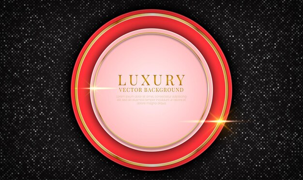 Abstracte 3d rode luxe achtergrond overlappingslaag met gouden metalen cirkels effect