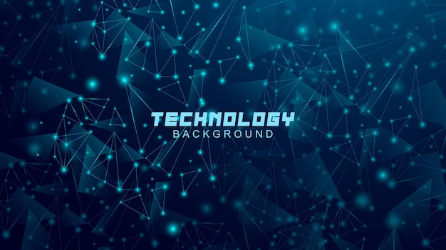 Abstracte achtergrond digitale technologie concept Futuristische driehoekige lijnen met blauwe lichtdeeltjes geschikt voor banners websites wallpapers posters