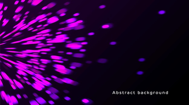Abstracte achtergrond met blured deeltjes barsten in beweging paarse neonlichten op donkere achtergrond