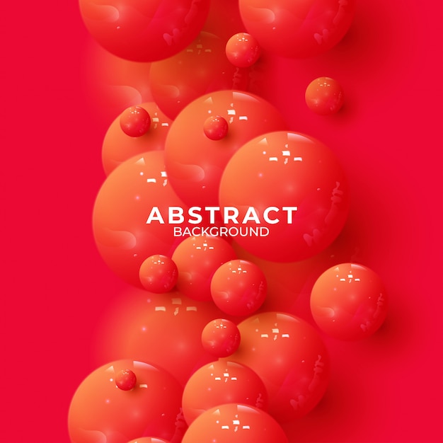 Abstracte achtergrond met dynamische 3d bollen. vector illustratie van glanzende ballen. modern trendy spandoek- of posterontwerp