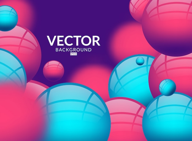 Vector abstracte achtergrond met dynamische 3d-bollen