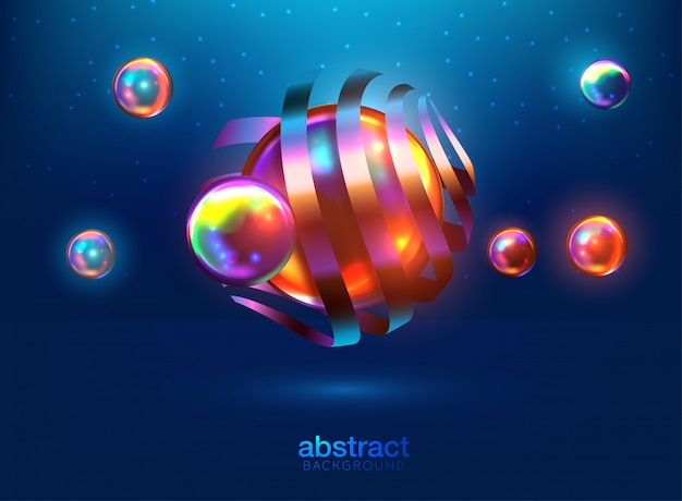 Abstracte achtergrond met dynamische 3d-bollen