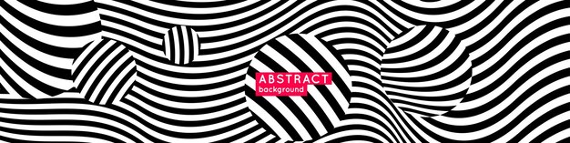 Abstracte achtergrond met dynamische contrasterende golven Moderne vectorillustratie Zwarte en witte strepen