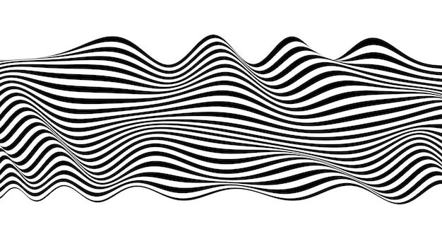 Abstracte achtergrond met golflijnen Dynamisch abstract vectorontwerp 3D optische illusie lijnkunst