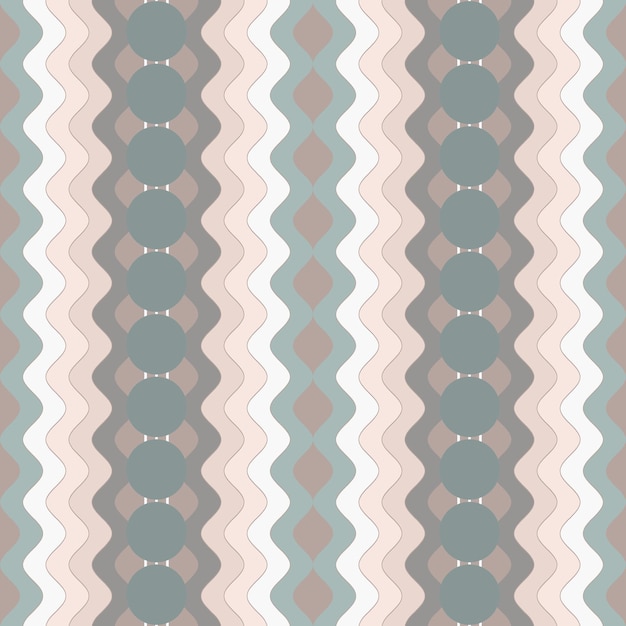 Abstracte achtergrond met golven en cirkels vintage halftone pastel vector naadloze patroon