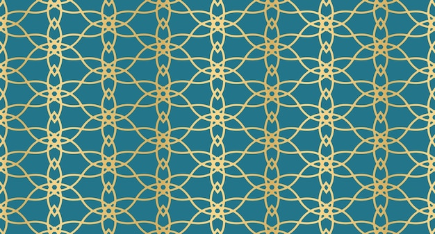 Abstracte achtergrond met islamitisch ornament Gouden bekleed betegeld motief Arabisch geometrisch naadloos ornamentpatroon Arabisch geometrisch patroon Islamitische achtergrond Vectorillustratie