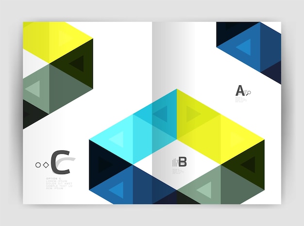 Abstracte achtergrond met kleurdriehoeken jaarverslag afdrukken achtergrond vectorontwerp voor workflow lay-out diagram nummeropties of webontwerp