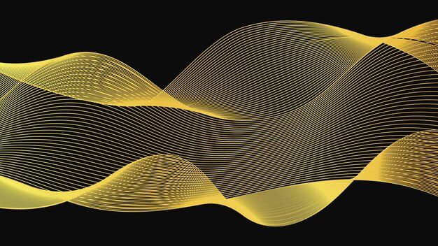 Abstracte achtergrond met luxe gouden golven op donkere achtergrond Moderne technologie achtergrond golfontwerp vectorillustratie