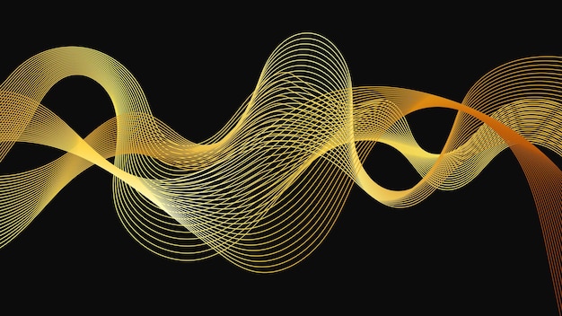 Abstracte achtergrond met luxe gouden golven op donkere achtergrond Moderne technologie achtergrond golfontwerp vectorillustratie