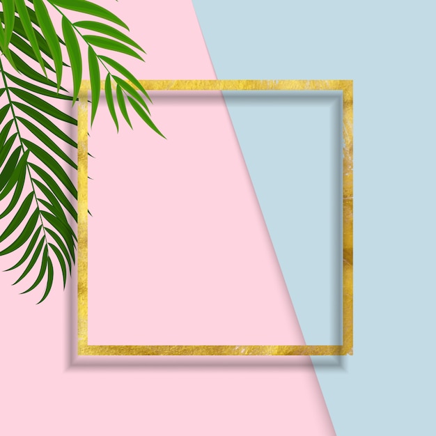 Abstracte achtergrond met palmbladeren en frame. Vector illustratie