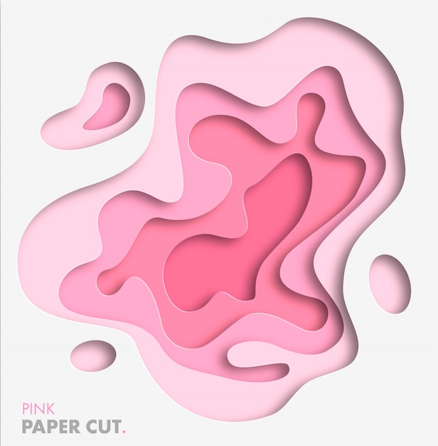 Abstracte achtergrond met papier gesneden vormen. roze trendkleur