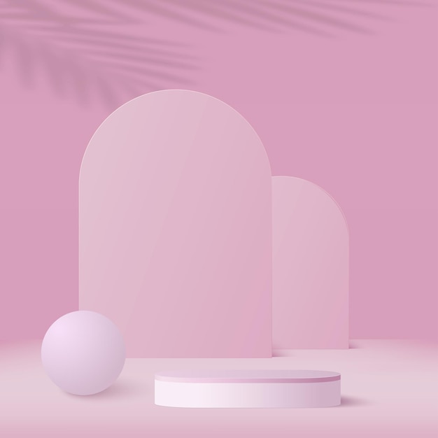 Abstracte achtergrond met roze kleur geometrische 3d podia vector