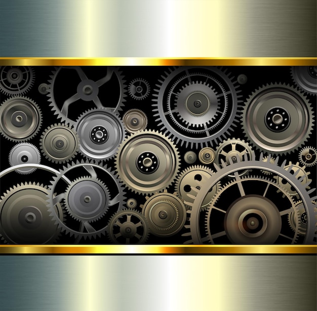Abstracte achtergrond metallic chroom zilver met versnellingen.