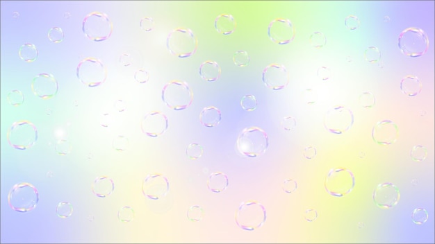 abstracte achtergrond print holografisch behang in regenboogkleuren met zeepbellen