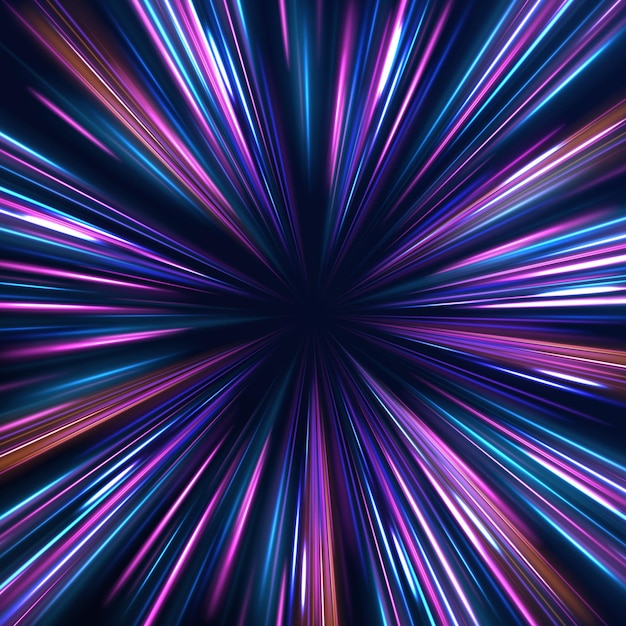 Abstracte achtergrond roterende grenslijnen Neon strepen in de vorm van boor draait en draait
