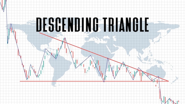 Abstracte achtergrond van dalende driehoek aandelenmarkt op witte background