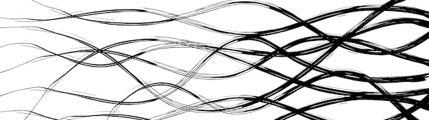 Abstracte achtergrond van golvende ineengestrengelde lijnen, zwart op wit