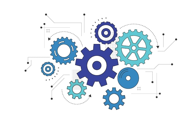 Abstracte achtergrond van het tandwielmechanisme Machinetechnologie Vectorillustratie