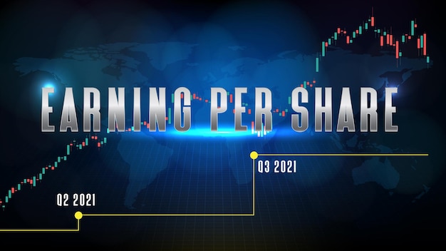 Abstracte achtergrond van het verdienen per aandeel en technische analysegrafiekgrafiek