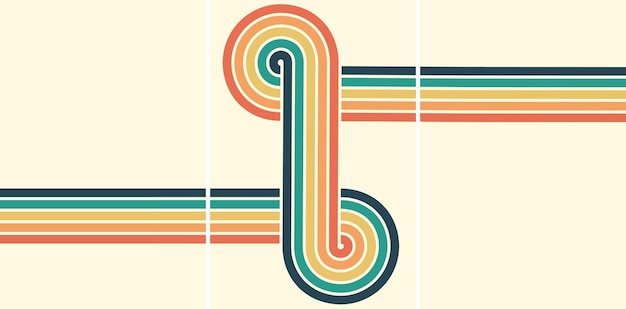 Abstracte achtergrond van regenboog groovy golvend lijnontwerp in hippie retro-stijl uit de jaren 70