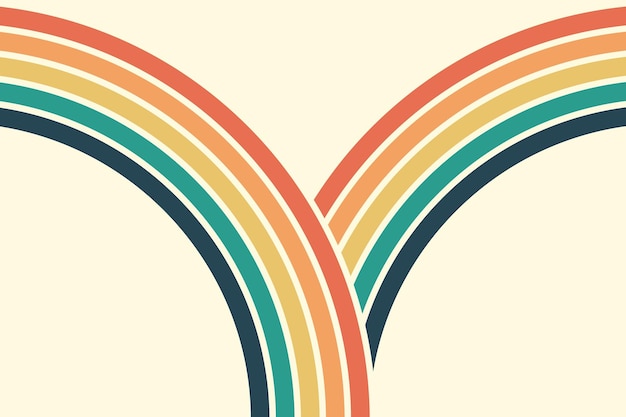 Abstracte achtergrond van regenboog hip golvend lijnontwerp in jaren 1970 Hippie Retro stijl Vector patroon r