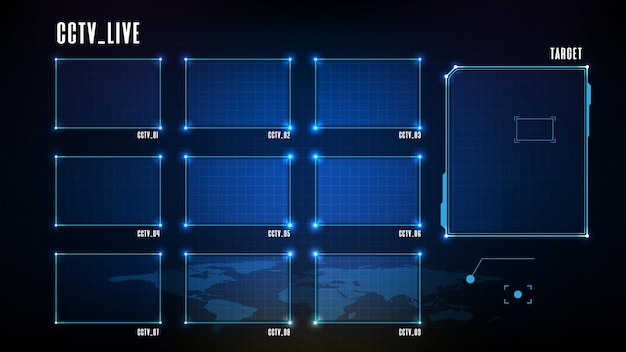 Abstracte achtergrond van sci fi Cctv-beveiliging Camera frame hud ui