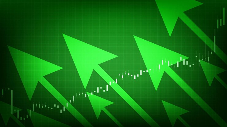 Vector abstracte achtergrond van uptrend beurs grafiek grafiek op groene background