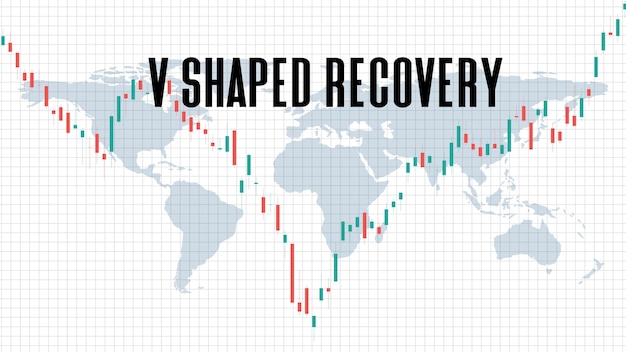 Abstracte achtergrond van v-vormige herstel aandelenmarkt op witte background