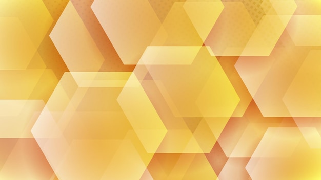 Abstracte achtergrond van zeshoeken en halftoonpunten in gele kleuren