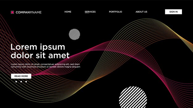 Abstracte achtergrond website bestemmingspagina sjabloon voor websites of apps Modern design abstracte vector stijl lijn en deeltjes gebogen golvende lijn gladde streep vector vectorillustratie
