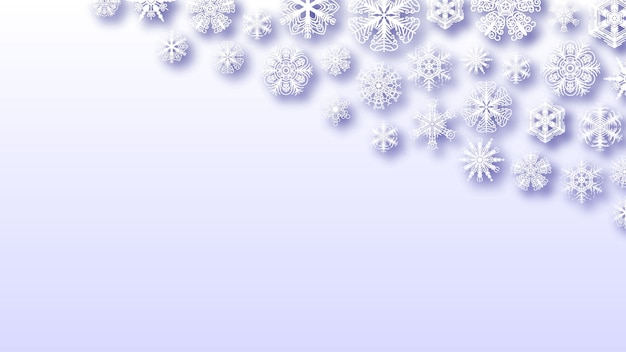 Abstracte achtergrond Wintersneeuwvlokken met schaduwen Vector ontwerpstijlsjabloon