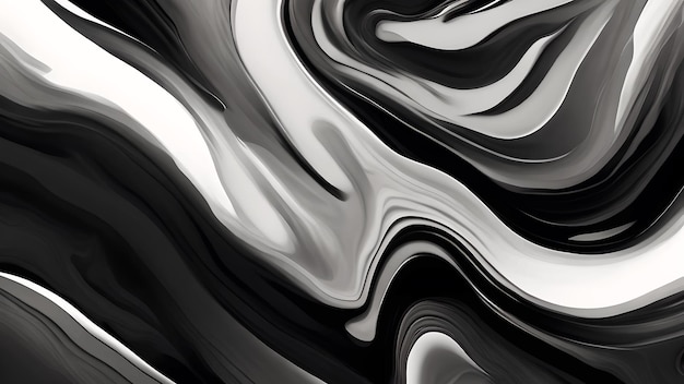 Abstracte acryl vloeibare golf zwart-wit patroon vectorillustratie