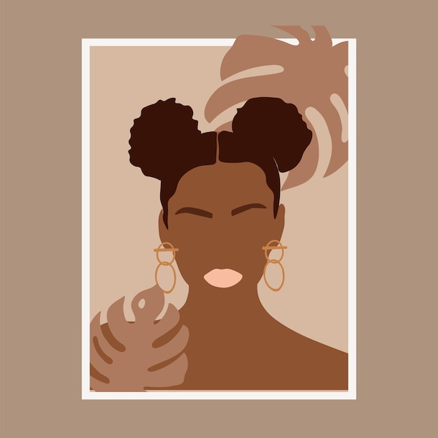 Vector abstracte afro vrouwen portret kunst aan de muur