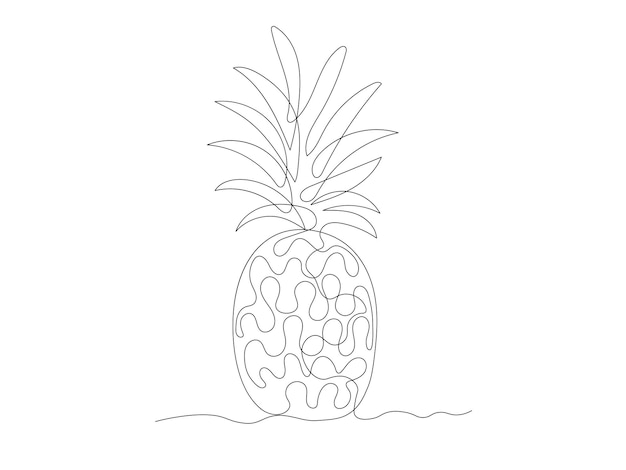 Vector abstracte ananas doorlopende één lijn kunst tekening