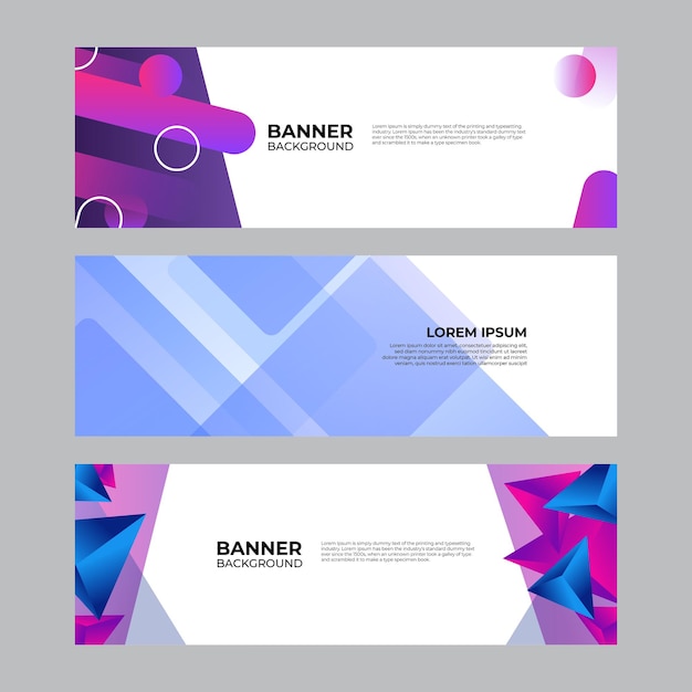 Abstracte banner ontwerp websjabloon set. Horizontale koptekst webbanner. Vector abstract grafisch ontwerp banner patroon achtergrond sjabloon.