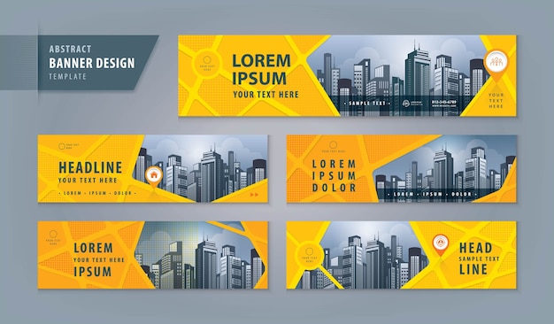 Abstracte banner ontwerpsjabloon, horizontale koptekst webbanner. geometrische omslagkop voor website.