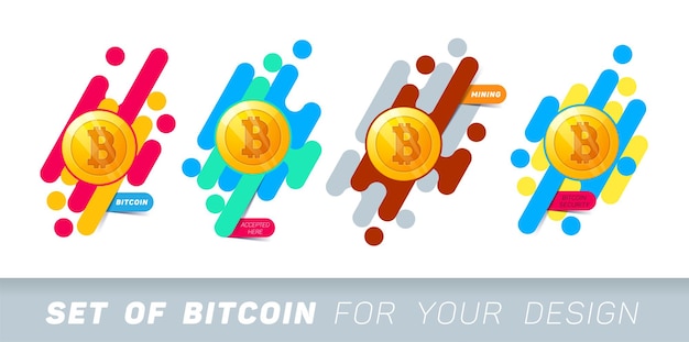 Abstracte banners met gouden munt met bitcoin-symbool