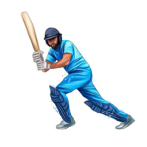 Vector abstracte batsman cricket spelen van splash van aquarellen gekleurde tekening realistisch