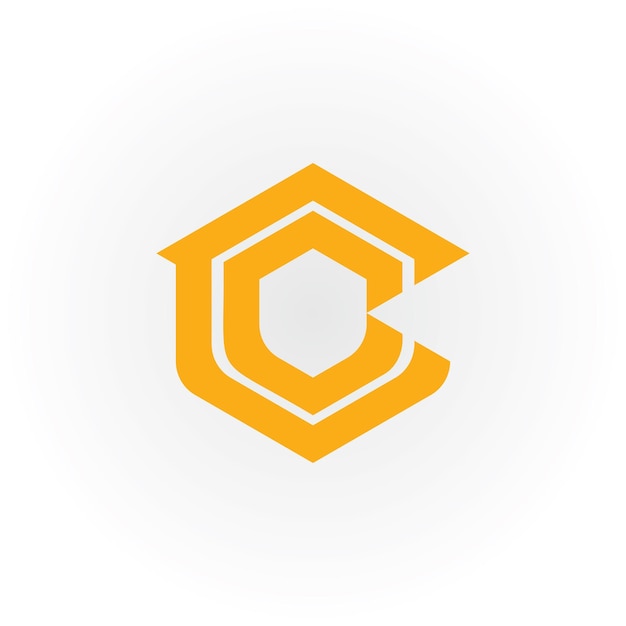 Abstracte beginletter C of CC-logo in gele kleur geïsoleerd op witte achtergrond