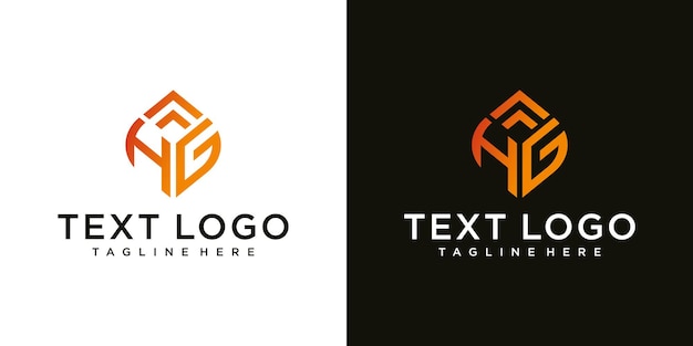 Abstracte beginletter hg hg minimale logo-ontwerptemplat