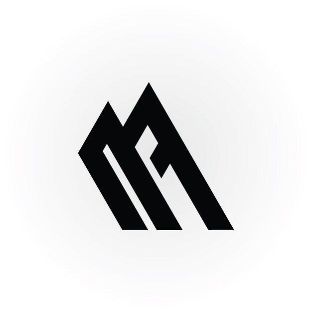 Abstracte beginletter MA of AM logo in zwarte kleur geïsoleerd op witte achtergrond