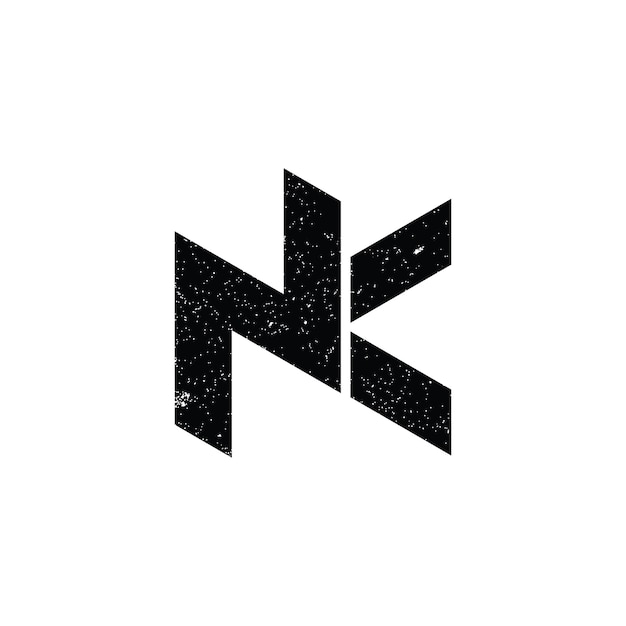 Vector abstracte beginletter nk logo in zwarte kleur geïsoleerd op witte achtergrond toegepast