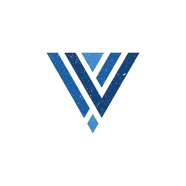 Abstracte beginletter VW of WV-logo in blauwe kleur geïsoleerd op witte achtergrond