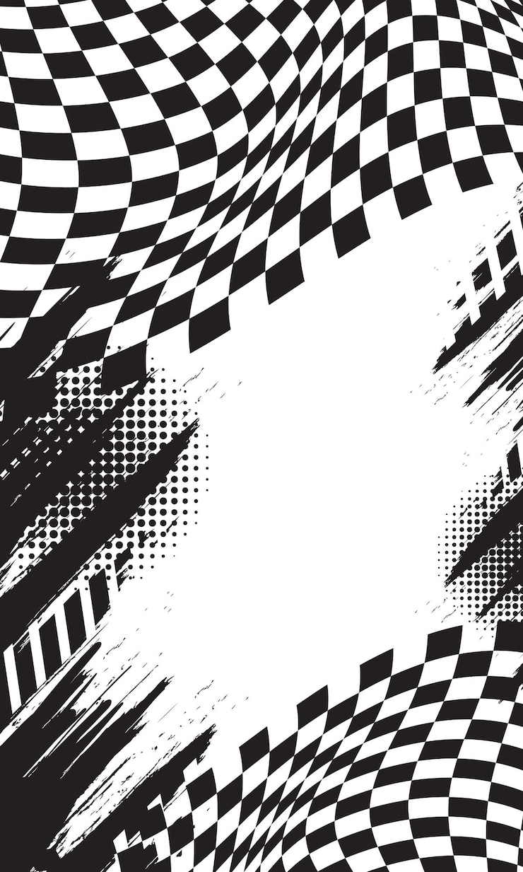 Vector abstracte behangpapier met golvende, geruite vlag in racestijl